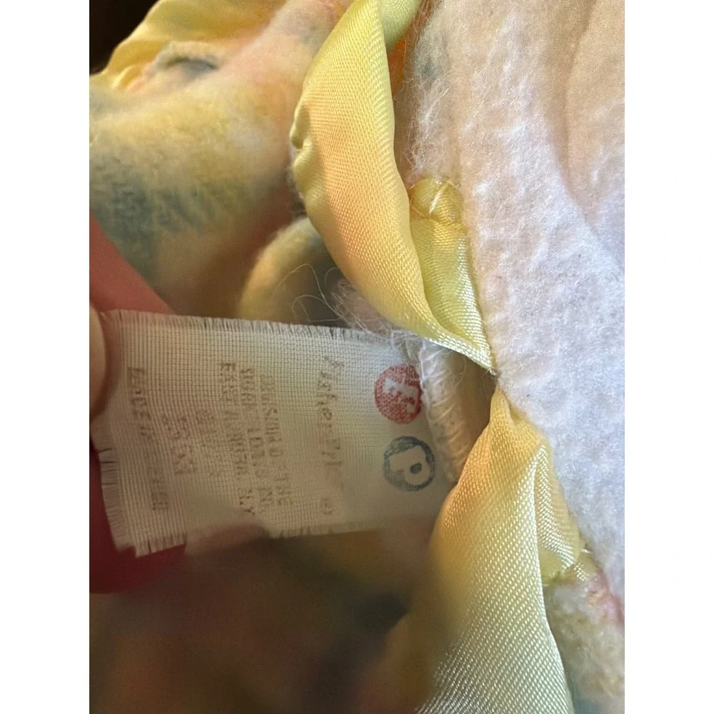 Fisher Price Vintage Bunny Lovey Security Blanket Pastel Plaid Satin Ruffle